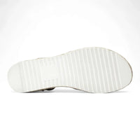 White rubber sole of Summer Platform Wedges with textured tread pattern