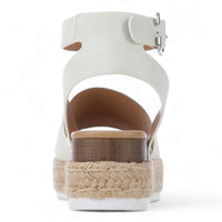 White platform sandals with ankle strap and jute sole from Summer Platform Wedges