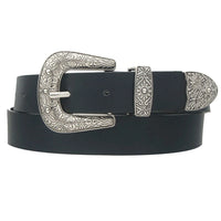Sun Flora Embossed Western Belt - Black - Belt