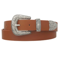 Sun Flora Embossed Western Belt - Cognac - Belt