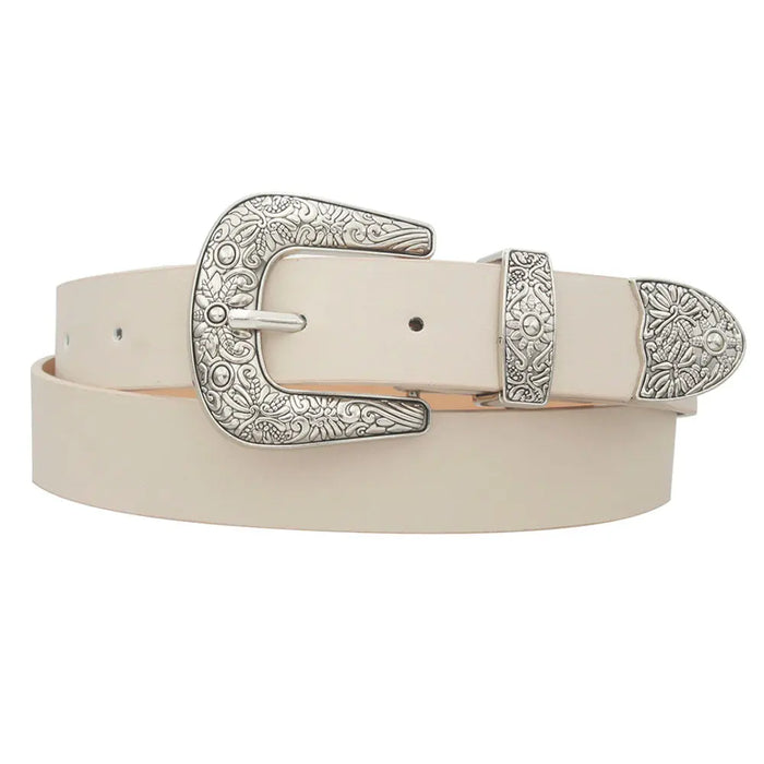Sun Flora Embossed Western Belt - Khaki - Belt
