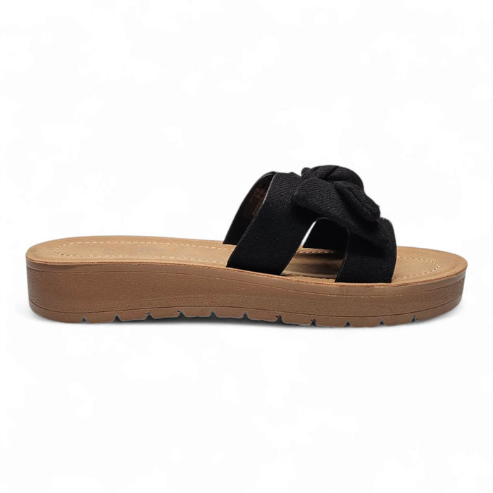Susie Bow Slip On Sandals - Black Denim