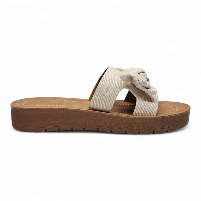 Susie Bow Slip On Sandals - Ivory Denim