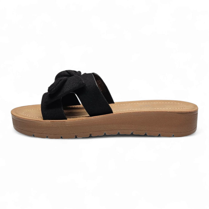 Susie Bow Slip On Sandals - Black Denim