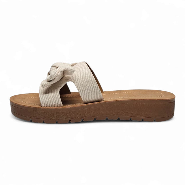 Susie Bow Slip On Sandals - Ivory Denim