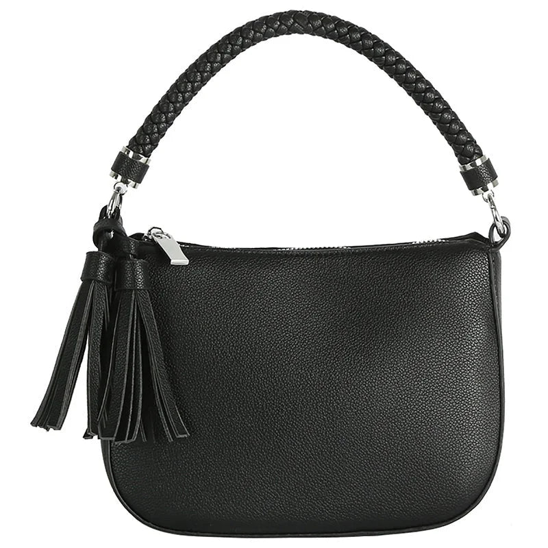 Tassel Charm Shoulder Bag - Black - Shoulder Bags
