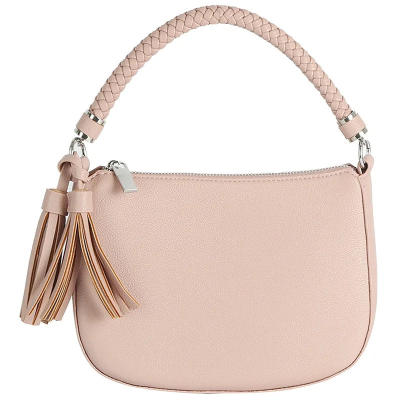 Tassel Charm Shoulder Bag - Blush - Shoulder Bags