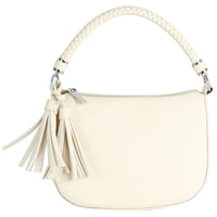Tassel Charm Shoulder Bag - Cream - Shoulder Bags