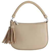 Tassel Charm Shoulder Bag - Stone - Shoulder Bags