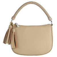 Tassel Charm Shoulder Bag - Taupe - Shoulder Bags