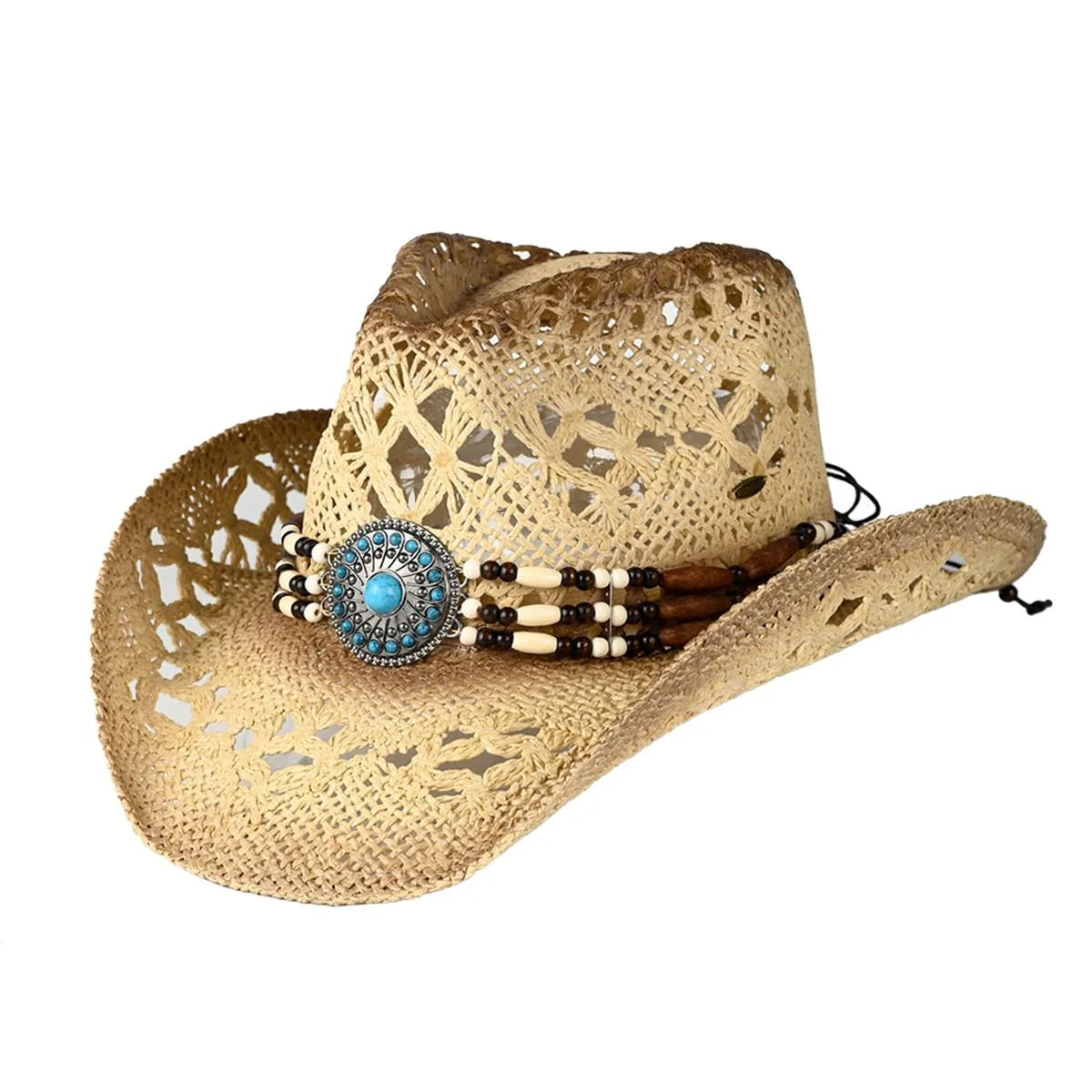 Tea-Stain Vented Cowboy Hat With Turquoise Stud - Shoes On Del Mar