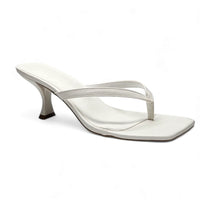 White thong sandal with curved heel from Thong White Crinkle Kitten Heel collection