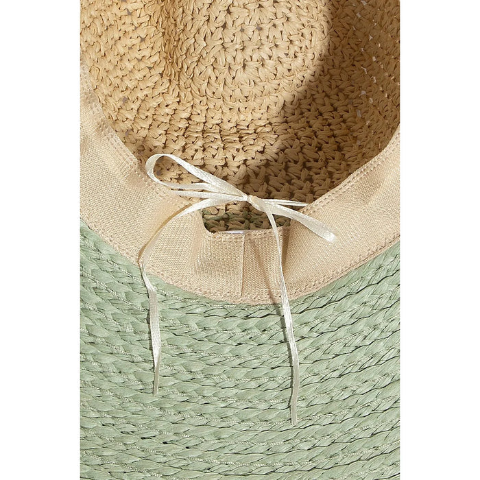 Tone Contrast Straw Hat - Black
