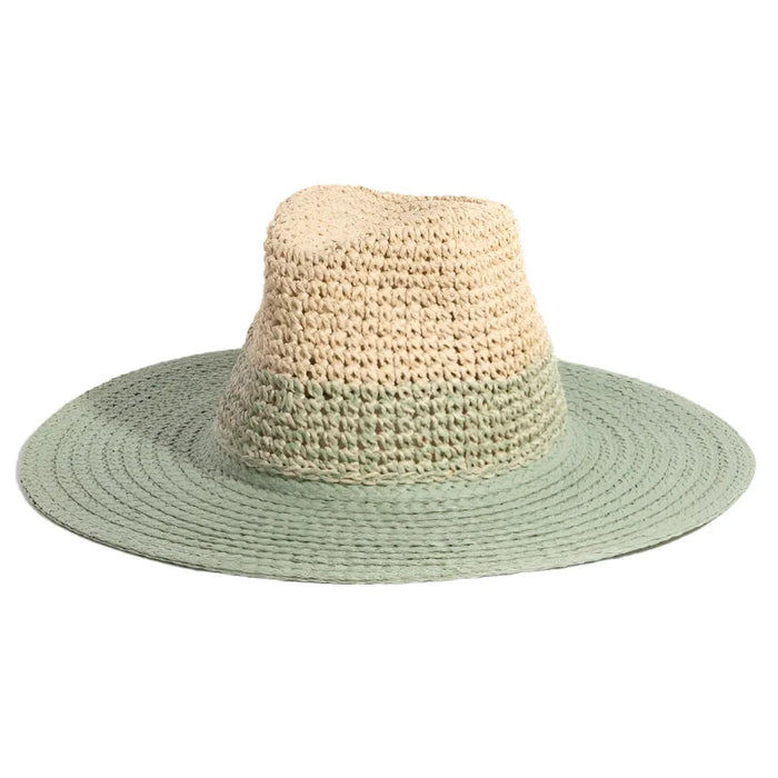 Tone Contrast Straw Hat - Sage