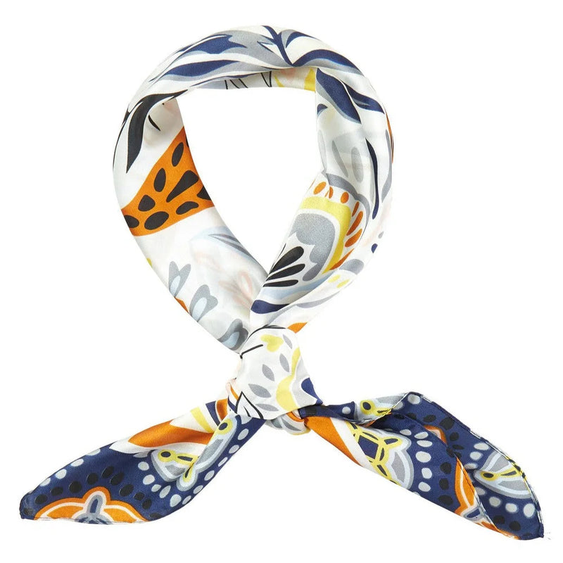 Tropical Leaves Print Bandana Scarf - Navy - SCARVES
