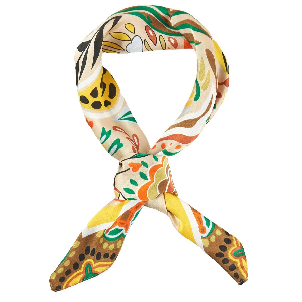 Tropical Leaves Print Bandana Scarf - Taupe - SCARVES
