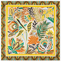 Vibrant Tropical Leaves Scarf featuring colorful floral and botanical patterns