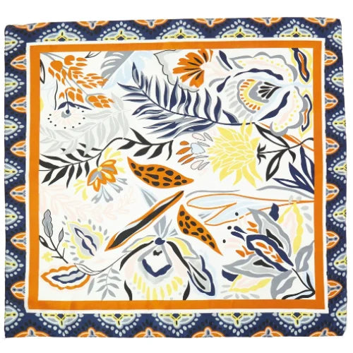 Colorful Tropical Leaves Scarf featuring floral and leaf motifs in vibrant patterns