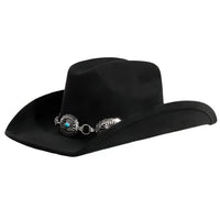 Turquoise Stud Concho Belt Western Cowboy Hat Black FELT HAT
