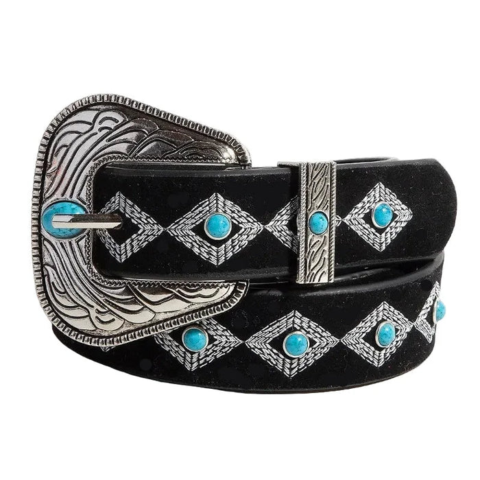 Turquoise Studs Western Concho Buckle Belt