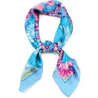 Colorful Vibrant Floral Print Scarf featuring floral pattern in blue and pink tones