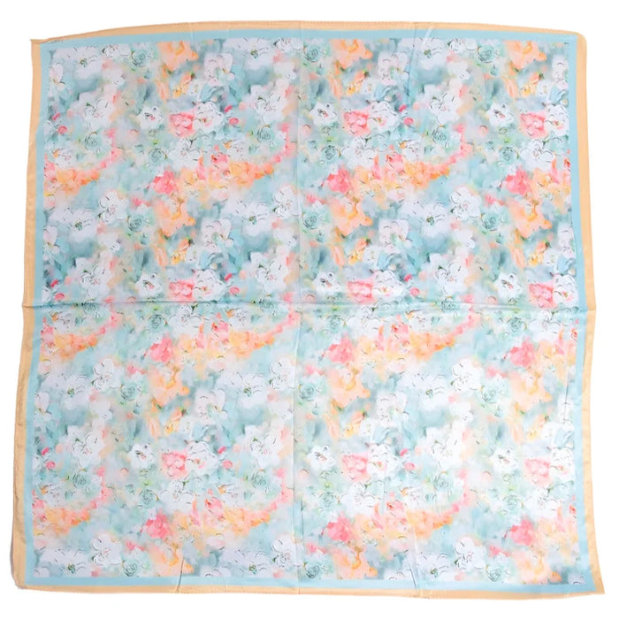 Vibrant Floral Square Bandana Scarf - Orange