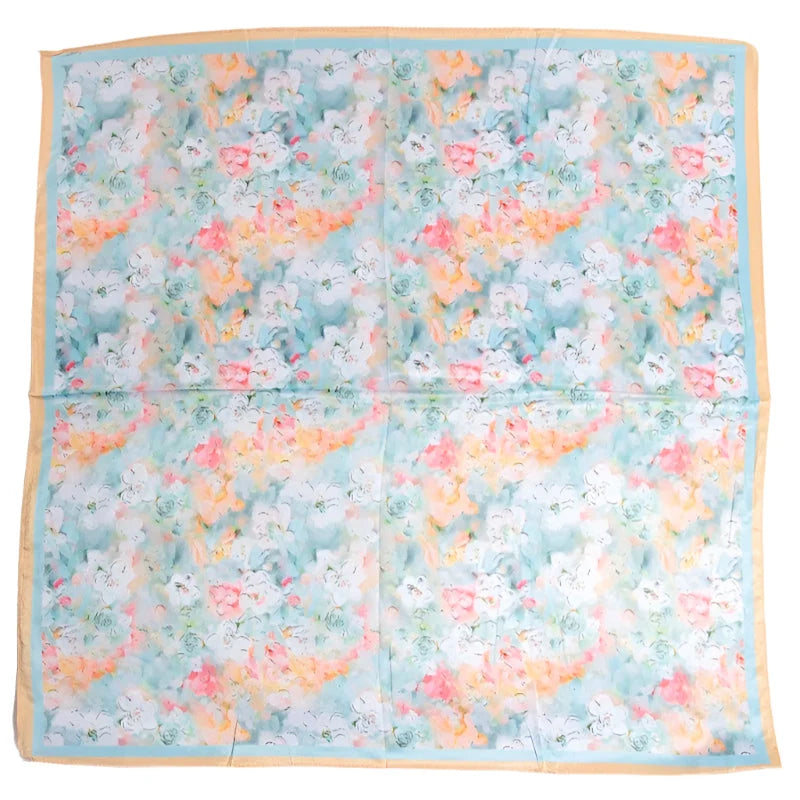 Vibrant Floral Square Bandana Scarf - Orange - SCARVES