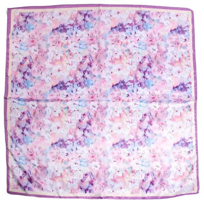 Vibrant Floral Square Bandana Scarf - Purple