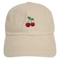 Vintage Cherry Embroidered Baseball Cap - Beige - BASEBALL CAPS