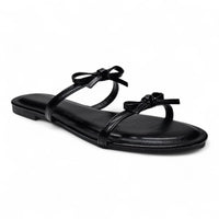 Wallet Double Bow Strap Slide Sandal - SLIP-ONS & FLATS