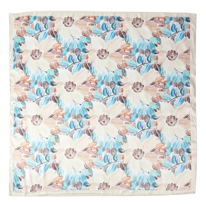 Water Color Flower Print Square Bandana Scarf - SCARVES