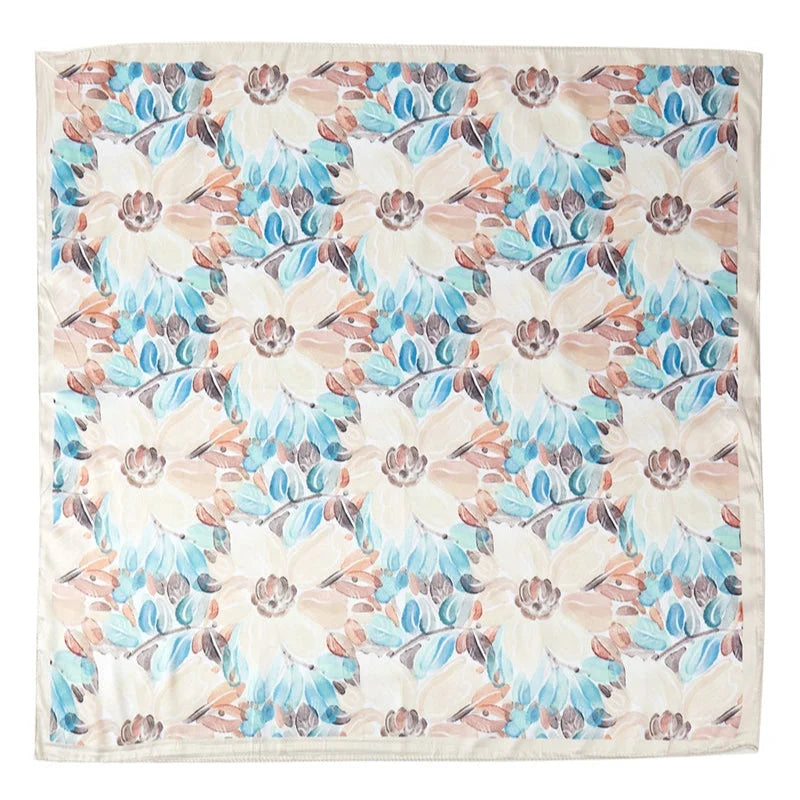 Water Color Flower Print Square Bandana Scarf - SCARVES