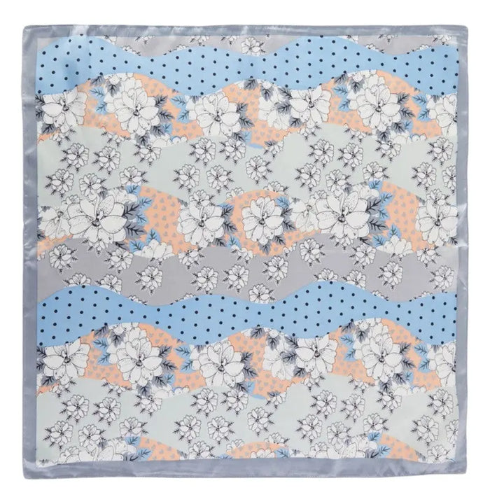 Wavy Flower Polka Dot Striped Pattern Scarf - Gray - SCARVES
