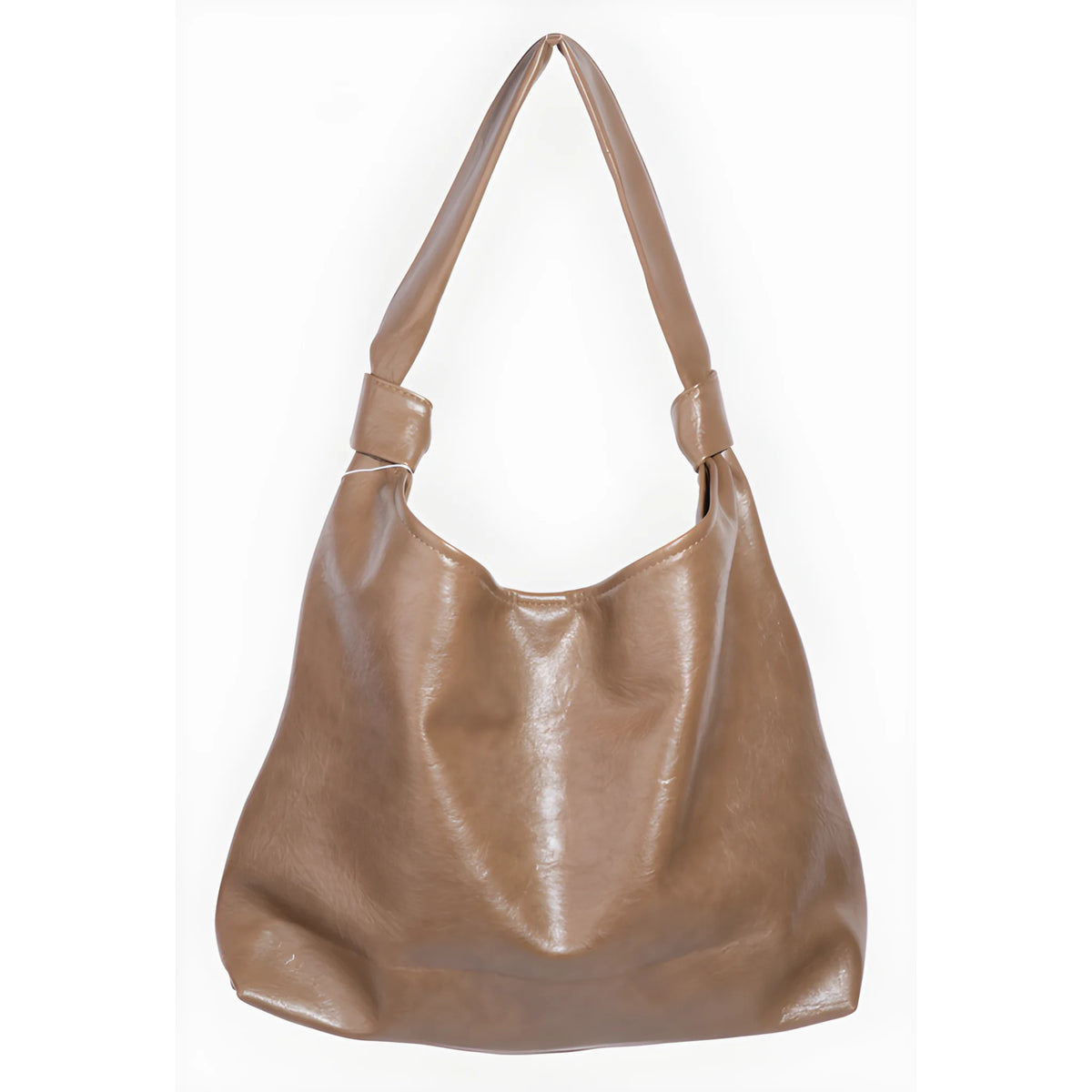 Tan leather hobo bag with shoulder strap from the Weathered Faux Leather Tote Bag collection