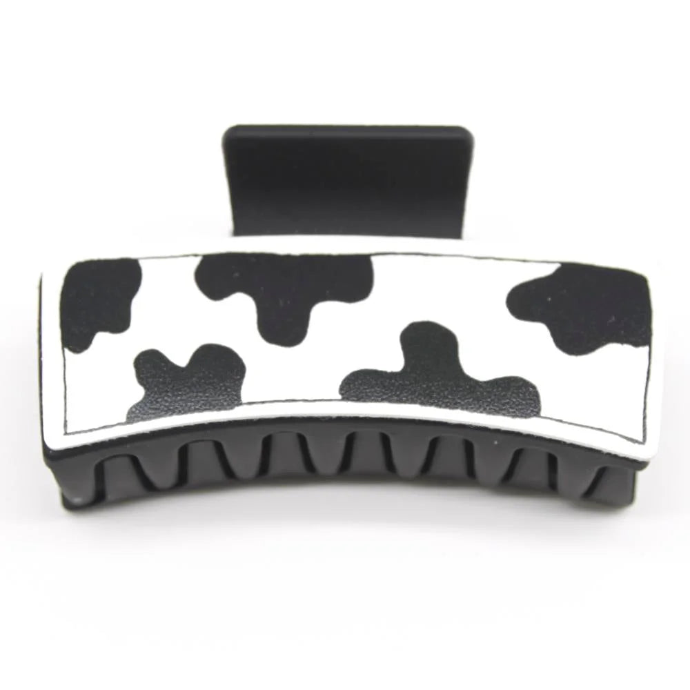 Black and white cow print hair clip in western style for trendy hair accessories