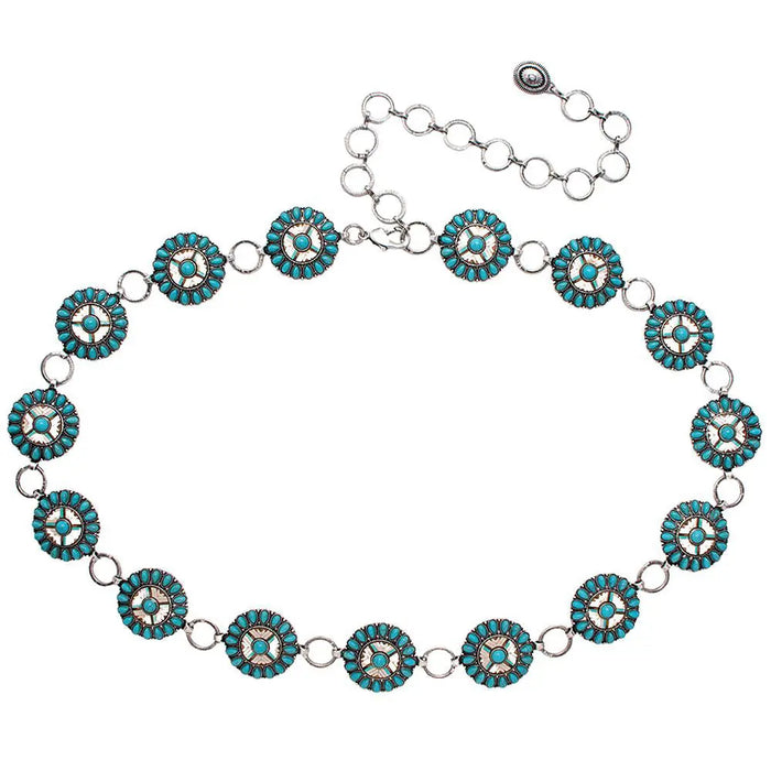 Western Style Turquoise Stone Chain Belt - Belt