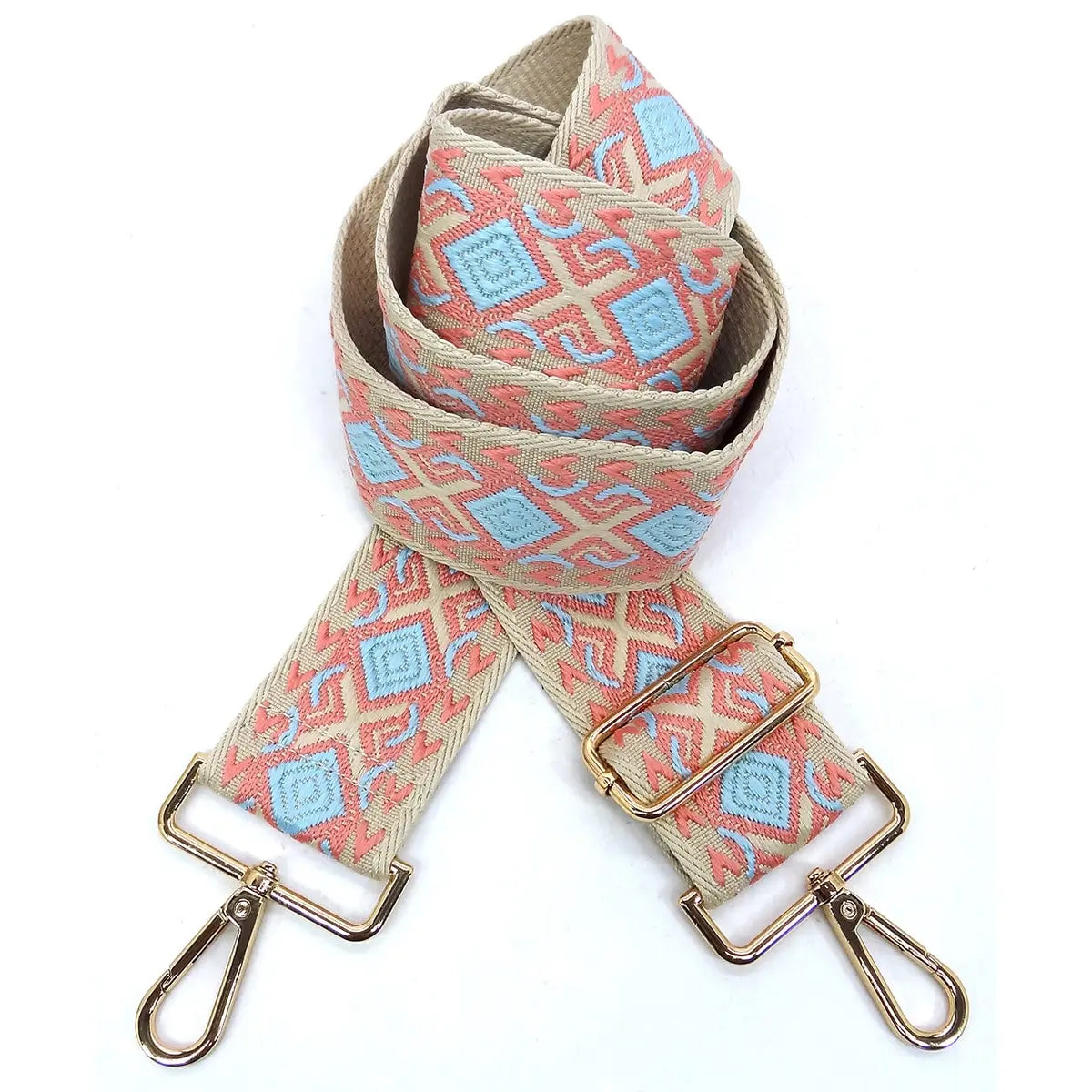 Colorful Wide Aztec Tribal Pattern strap with metal hardware for stylish accessories