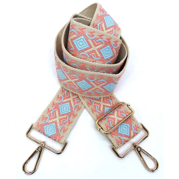 Wide Aztec Tribal Pattern - Aqua/Pink