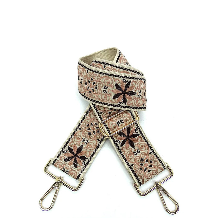 Wide Aztec Tribal Pattern Guitar bag Strap - Coffee/Blush