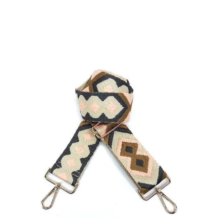 Wide Aztec Tribal Pattern Guitar Strap - Aqua / Pink