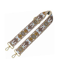 Wide Tribal Pattern Bag Strap featuring floral and geometric designs in earthy tones