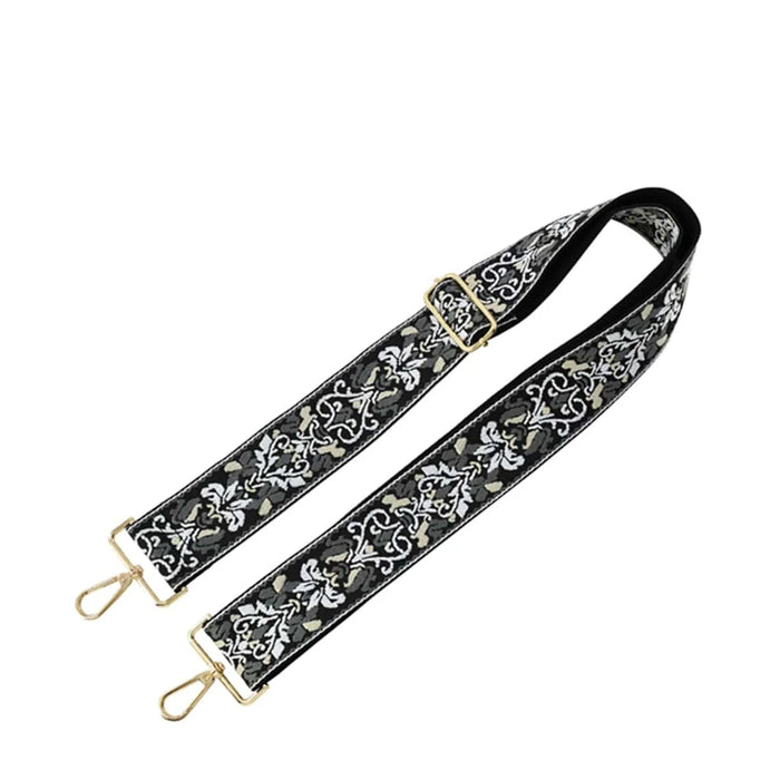 Wide Tribal Pattern Guitar Strap - Black/White