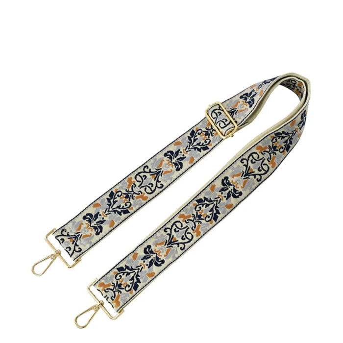 Wide Tribal Pattern Guitar Strap - Navy/Beige