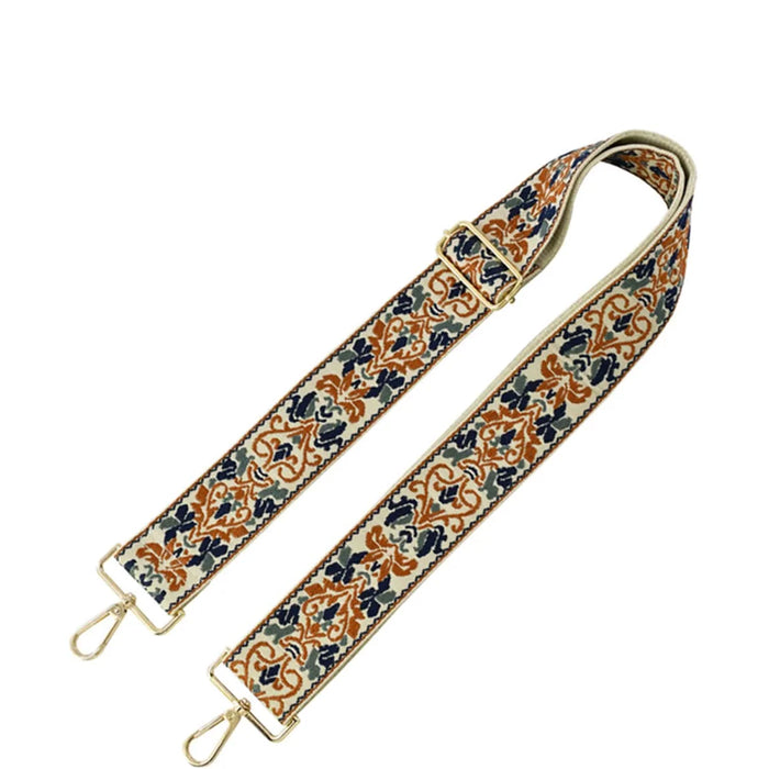 Wide Tribal Pattern Guitar Strap - Tan/Beige