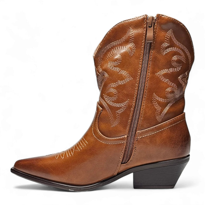 Willa Pointed Cowgirl Bootie - Tan