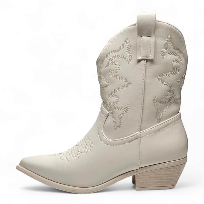 Willa Pointed Cowgirl Bootie - Ivory