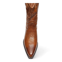 Brown leather cowboy boot Willa Wonka with decorative stitching and pointed toe