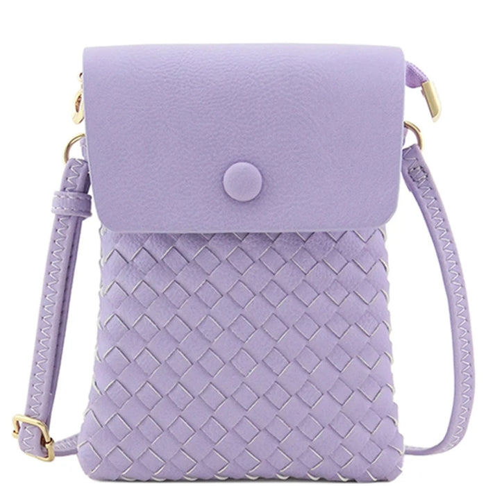 Woven Checkered Crossbody Bag - Lavender