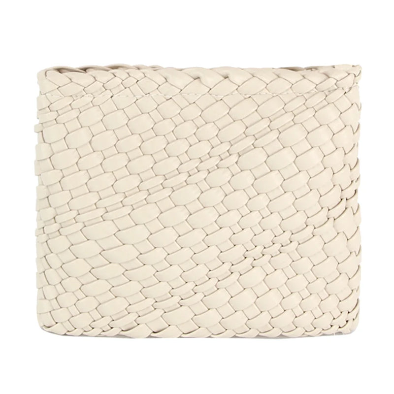 Woven Clutch Crossbody Bag featuring a textured basket-weave leather pattern