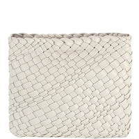 Woven white leather wallet with basket-weave pattern for Woven Clutch Crossbody Bag